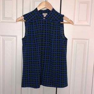 Button up silky flannel print top